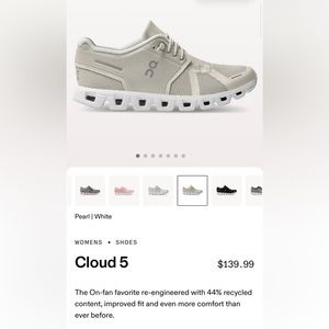 OnRunning cloud5 pearl white tennis shoes